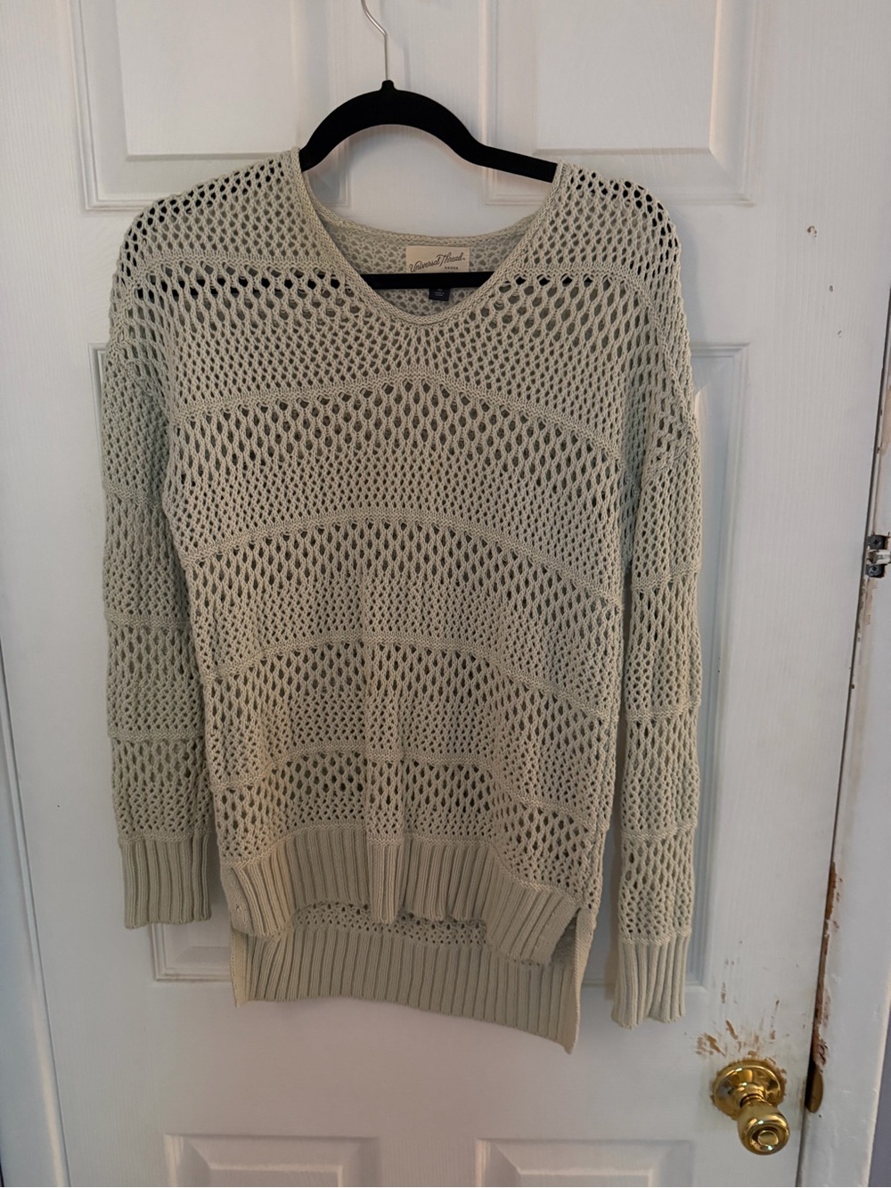 Universal Thread Crochet Open Knit Sweater Cream Beige Textured Boho Medium